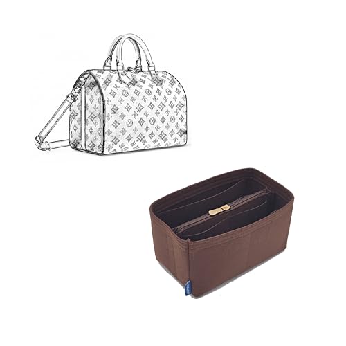 JZShineKrafts Speedy 30 organizer Speedy 30 insert Purse insert organizer.(Brown speedy 30)