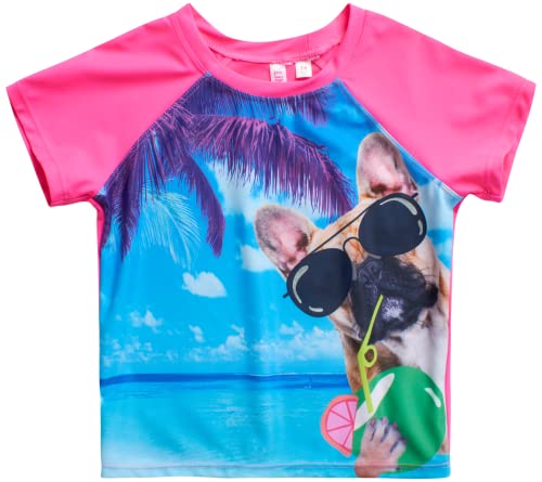 Limited Too Girls' Rash Guard Set - Upf 50+ Two-Piece Swim Shirt And Bikini Bottom, Size 10-12, Pink Dog #TOP3