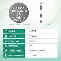 Enegitech CR2032 Knopfzelle, 2032 3V Lithium Batterien，15 Stück – Ansicht 2