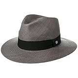 LIERYS Cappello Panama Taluca Traveller Uomo - Made in Ecuador Estivo Paglia da Sole con Nastro Grosgrain, Grosgrain Estate Primavera/Estate - S (55-56 cm) Grigio Scuro