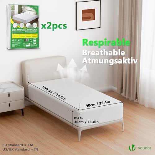 Protège matelas 90x190x30 cm VOUNOT imperméable et respirant