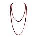Grace Jun Luxury Fashion Glass Simulated Pearl for Women Party Handmade Long Pearl Necklace 55" (Red)