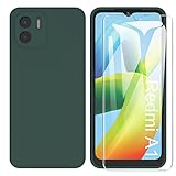Adecuado para teléfono móvil Xiaomi Redmi A1 / Redmi A2 4G hecho de silicona líquida TPU con protector de pantalla 1 ×, vidrio especialmente endurecido, no frágil, resistente a los arañazos