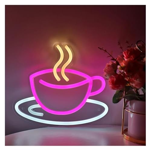 Decoración de pared LED de neón Para decoración de fiestas con letreros neón, tazas café y luces LED pared para