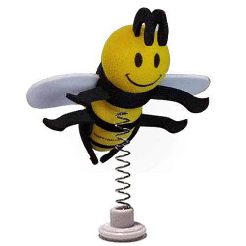 HappyBalls Happy Bee Car Antenna Topper/Mirror Dangler/Desktop Spring Stand Bobble (Fits Thick Fat Style Antenna)