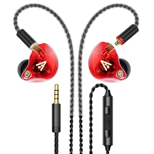 Audiovance Vibes 202M �L���C���z�� - HiFi�C���C���[���j�^�[�w�b�h�z�� - MMCX����3.5mm �}�C�N�t�� �m�C�Y�A�C�\���[�V�����C���z�� �V���o�[���b�L�R�[�h�t�����K�t�B�b�g �Q�[�~���O�C���z�� �L�����[�P�[�X
