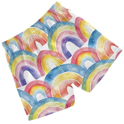 Pigsaly Boys' Swim Board Shorts Red Orange Colorful Watercolor Rainbow Boy's Swim Trunks Kids Swimwear 3T2