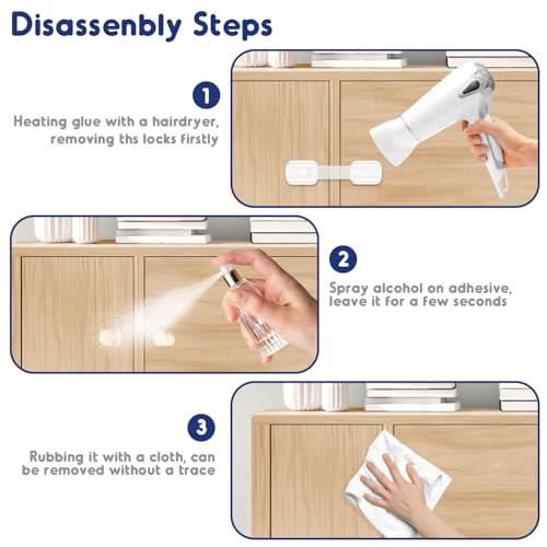 Septeamay 10 Stück Kindersicherung für Schrank und Schubladen, Schubladensicherung für Baby und Kinder für Tür Schränke Kühlschrank, Schrankschloss mit Stark Kleber ohne Bohren - Weiß