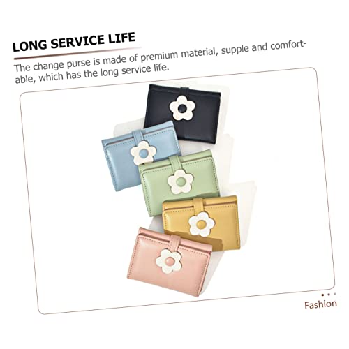 Cute Flower Pattern Student Purse Trifold Wallet for Portable PU Card Holder for Credit and Id Cards Lightweight Decorative Coin Change Bag for Teen Daily Use4