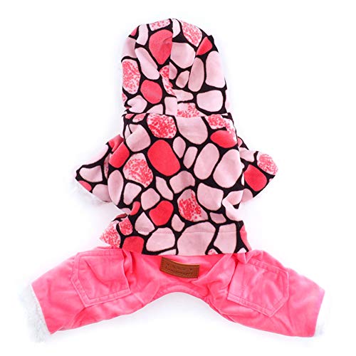 Wudi Mascota Ropa de Invierno con Capucha Perro Suave Escudo del Perrito Caliente del suéter del algodón de Doble Capa Ropa de Color Rosa (Size.L)