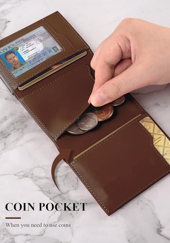 Image of Wallet For Men Trifold,Pop Up Wallet By Metal&Leather,RFID Blocking | Minimalist Smart Wallet Holds 12 Cards,20 Bills,ID Window,Ridge wallets for men,Trifold Wallets for fathers day gift ideas