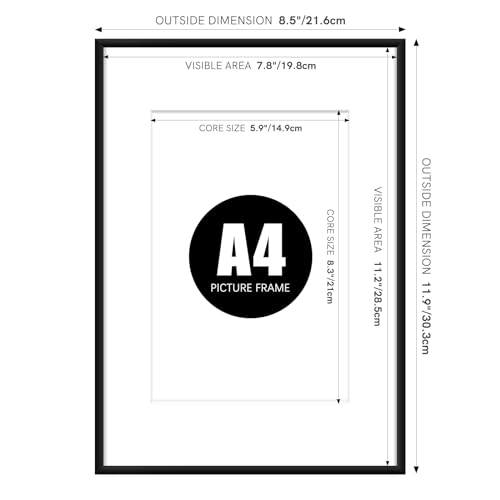 Hesmor A4 Aluminum Acrylic Picture Frames Black, 8 x 12 inch Certificate Frames - Image 4