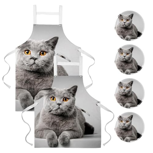Lot de 2 tabliers de cuisine multicolores avec broches pour restauration et bistrot