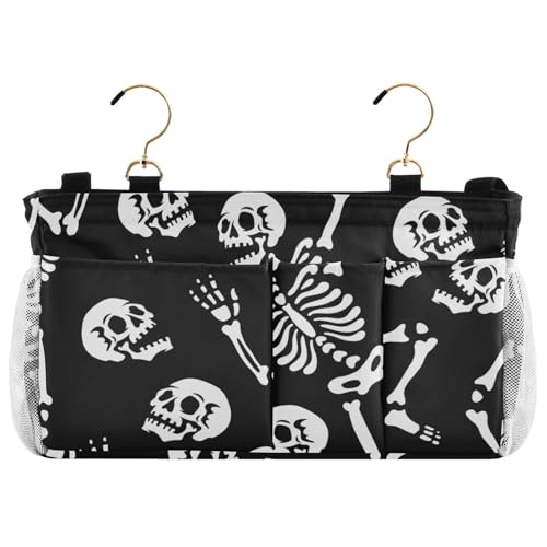 Amooorous Bedside Storage Organizer Hanging Pocket Bag for Books Mobile Phones Keys Water Bottle Skeletons Dancing All Saints' Day Happy Halloween