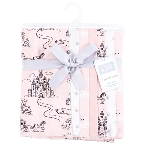 Image of Hudson Baby Unisex Baby Flannel Burp Cloth 7pk, Fairytale Princess, One Size