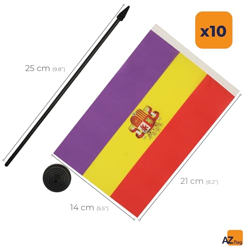Drapeau de table espagnol républicain 21x14cm 100% polyester avec socle - 4
