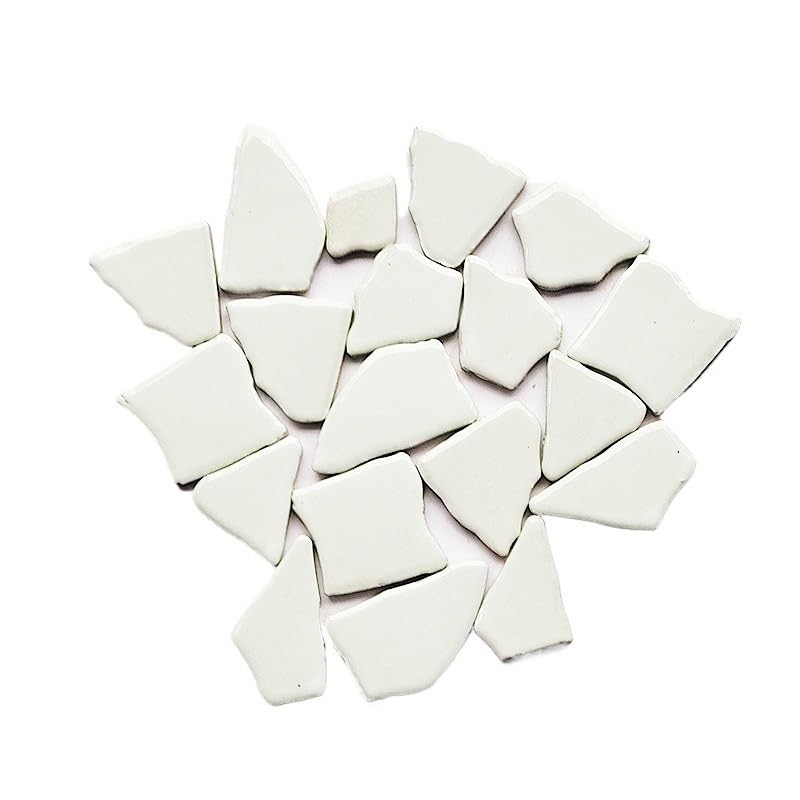 Mosaico ceramica Azulejos de cerámica 14oz/397g (21-24 piezas) Azulejos de mosaico de cerámica Azulejos de proceso de bricolaje Teselas para mosaicos (Size : White)