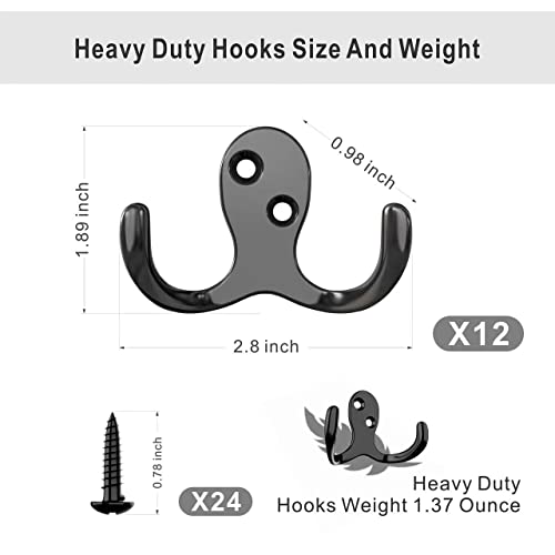 Zaybod 12 Pcs Double Coat Hooks Hardware thumb #1
