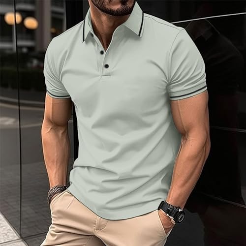 Mens Athletic Short Sleeve Polo Shirt Button Up Lightweight Male Golf Sports T Shirt Solid Gym Fitness Muscle Tops2
