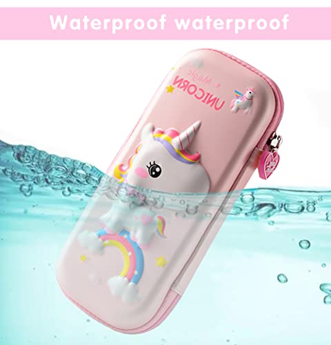 Image of 3D Unicorn Pencil Case for Kids Girls, Waterproof Pencil Box with Compartments Cute Pen Pouch (Pink)