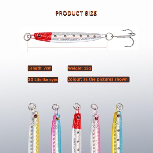 Foto von TUXIBIN 5 Stück Metall Fischköder Kunstköder Vertikaler Metallfisch Metallpilker Spinnerbaits Angelgerät Makrele Schneider Köder Spoon Kunstköder Angelköder Forellenköder Spoons 5-5