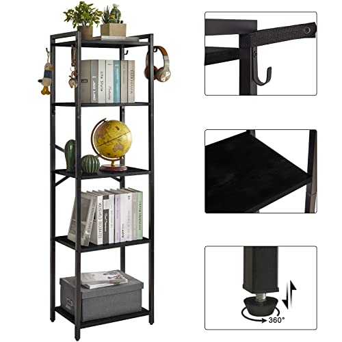 Miniatura 7 de Ymyny Librería De 5 Niveles, Estantería, Biblioteca, Altura 147 Cm, Estantería Para Oficina, Marco Metálico, Industrial, Para Sala De Estar, Estudio Oficina, Cocina, Negro Hbc005b