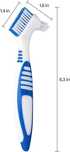 Miniatura 7 de Anbbas Juego de cepillos de doble cerdas para dentaduras postizas con funda para el cuidado de la dentadura, herramienta limpiadora de dientes