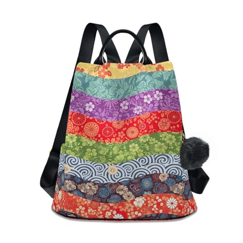 Mochila japonesa floral de mujer para paseos urbanos con diseño antirrobo