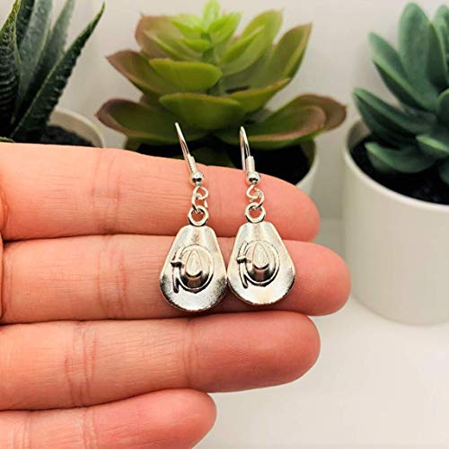 Western Silver Tone Cowboy Hat Women's Handmade Charm Earring Set #TOP1