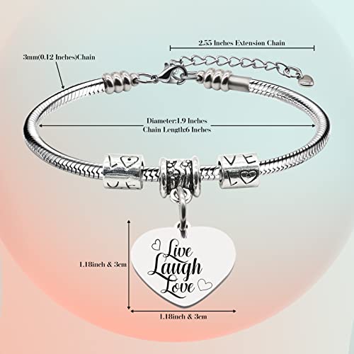 Tagomei Charm Bracelet Fit For Charm Beads, Stainless Steel Silver Snake Chain Bracelets I Love You Heart Charm Bangle Jewelry Fit Any Charm Gift For Women Girl Daughter #TOP2