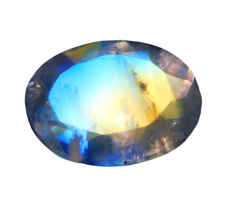 Pierre de lune naturelle arc-en-ciel 7x5mm ovale cabochon facette création bague