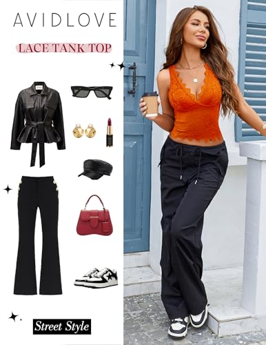Image of Avidlove Lace Tank Tops for Women Summer Going Out Tops Y2k Sexy Lace Top