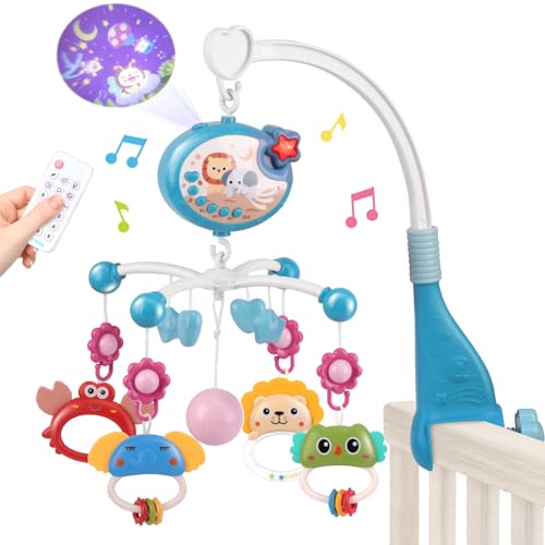 AmyBenton Carrusel Móvil Bebé con Luces y Música, Movil Musical Cuna Bebe con Proyección, Regalo para Recién Nacido