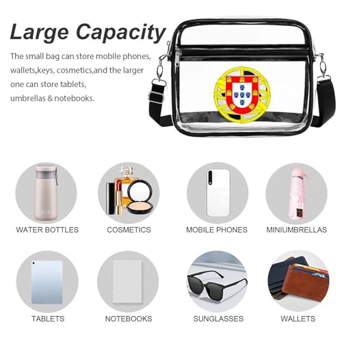 Portugal Emblem Football Large Clear Stadium Bag Clear Mini Messenger Bags with 2 Compartments Crossbody Bag3