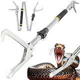 Snake Grabber 62-inch Aluminum Alloy，The Most Advanced Splicing Stainless Steel Reptile Catcher, Rattlesnake Catcher, Wide jaw handling Tool.