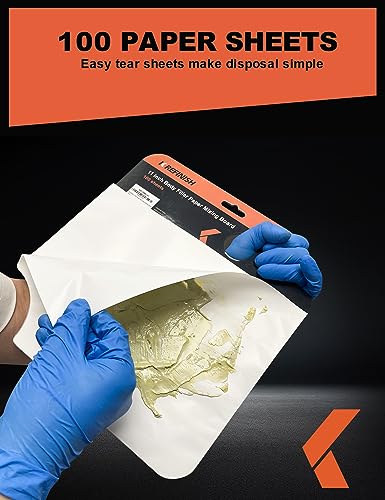 Image of KREFINISH Body Filler Mixing Board Disposable Paper Mixing Board Sheets, Superior Mixing Pad for Contamination Free Body Filler Mixing, 100Pcs Solvent Resistant Tear-Off Quick-Mixing Papers