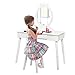 GOPLUS Coiffeuse pour Enfant avec Miroir en Forme de Couronne, Inclus de Table de Maquillage et deTabouret,1 Tiroir Accessoire de Maquillage,Table de Maquillage de Filles Style Princesse (Blanc)