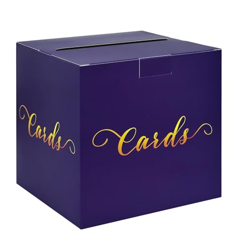 Image of HEIPINIUYE Purple Card Box for Party Gift Card Box Holder Envelope Box for Graduation Wedding Birthday Baby Shower Party Raffle Box