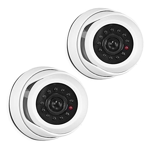 kwmobile 2X Dummy Kamera für Deckenunterbau - mit LED Licht - Dome Überwachungskamera Attrappe Set - täuschend echte Fake Security Camera in Weiß