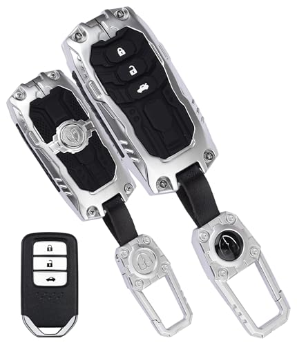 Image of Luxury Waterproof New Transformer Series Soft Silicon Car Key Shell with Keychain for Honda BRV, WRV, CRV, Jazz, City 2 Button Smart Key Silver