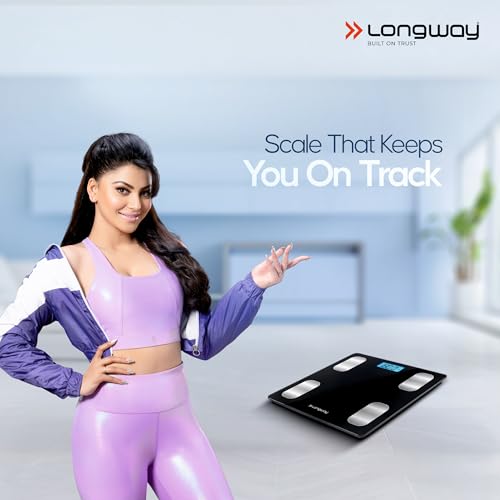 Image of Longway Weight Machine for Home | Digital Bathroom Scale for Human Body Weight Measurement | Extra Thick Tempered Glass with LCD Display | 3 Years Warranty (Black | Max Weight 180Kgs | Core)