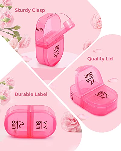 Weekly Pill Organizer 2 Times A Day, Amoos Travel Am Pm Pill Box 7 Day With Lightproof Canvas Bag For Privacy Protection, Large Daily Pill Box Organizer For Vitamin, Supplement, Medication, Fish Oil #TOP4