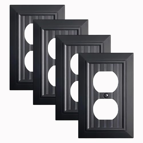 Funkiim Black Classic Beadboard Wall Plates,Light Switch Covers,Electrical Outlet Covers,