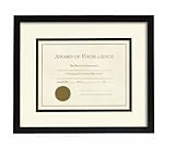 Prinz 8-Inch-1/2-Inch by 11 Via Venta Certificate Black Wood Frame