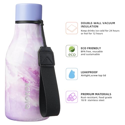 Image of BJPKPK Insulated Water Bottles, 12oz Stainless Steel Metal Water Bottle with Strap, BPA Free Leak Proof Jugs, Mugs, Flasks, Reusable Thermal Flasks for Sports & Travel, Dawn