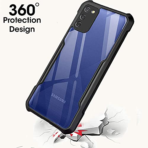 Image of TheGiftKart Shockproof Crystal Clear Back Cover Case for Samsung Galaxy A03s | 360 Degree Protection | Protective Design | Transparent Back Case Cover (PC & TPU, Black Bumper)