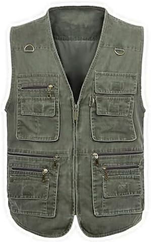 Kamizelki Kamizelka Casualowa kamizelka outdoorowa z wieloma kieszeniami Fotografia Bawełniana kamizelka do odzieży męskiej(Army Green,4XL)