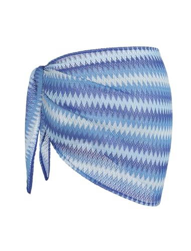 Image of ZAFUL Sarong Coverups for Women Beach Vacation Fishnet See Thru Tie Side Bathing Suit Cover Up Mini Skirt