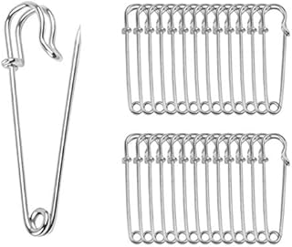 ReachTop Pack of 30 Large Safety Pins, 2.76" Heavy Duty Blanket Pins Bulk Steel Spring Lock Pins Fasteners for Blankets Crafts Skirts Kilts Brooch Making