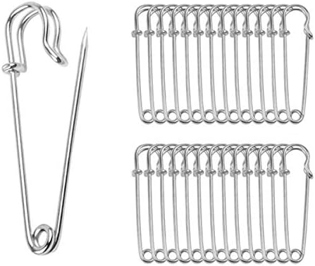 ReachTop Pack of 30 Large Safety Pins, 2.76" Heavy Duty Blanket Pins Bulk Steel Spring Lock Pins Fasteners for Blankets Crafts Skirts Kilts Brooch Making